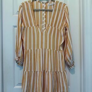Anthropologie Faithfull the Brand Golden Yellow/Mustard/White Striped Dress
